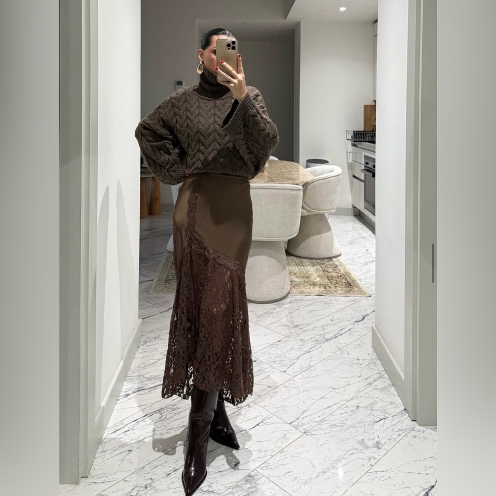 ZARA STUNNING MIDI SKIRT LACE - Picture 8 of 11
